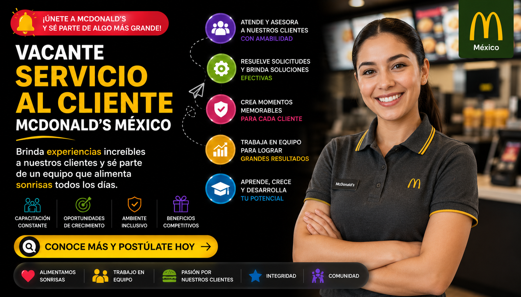 Vacante Servicio al Cliente McDonald's MX